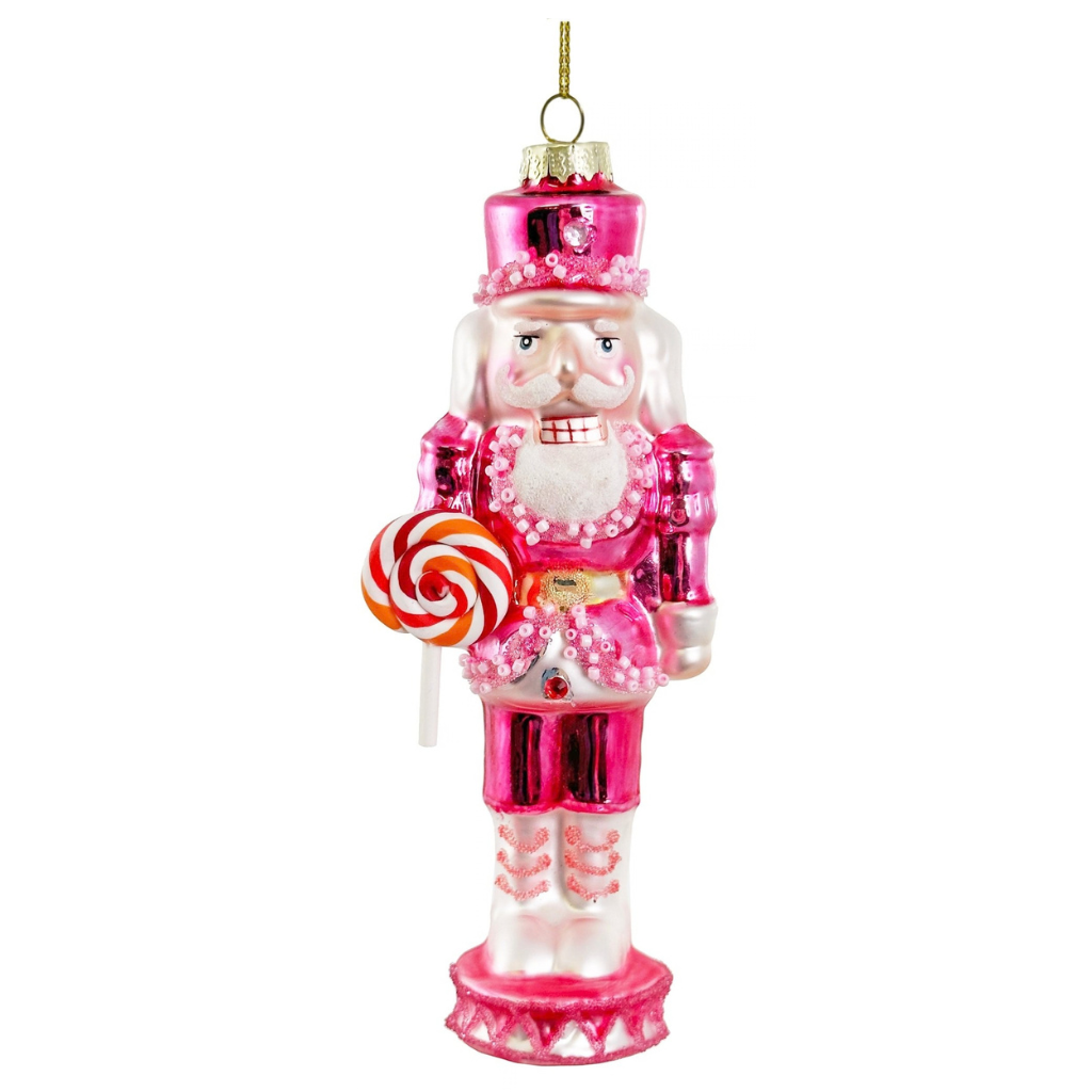 Pink Nutcracker Glass Ornament