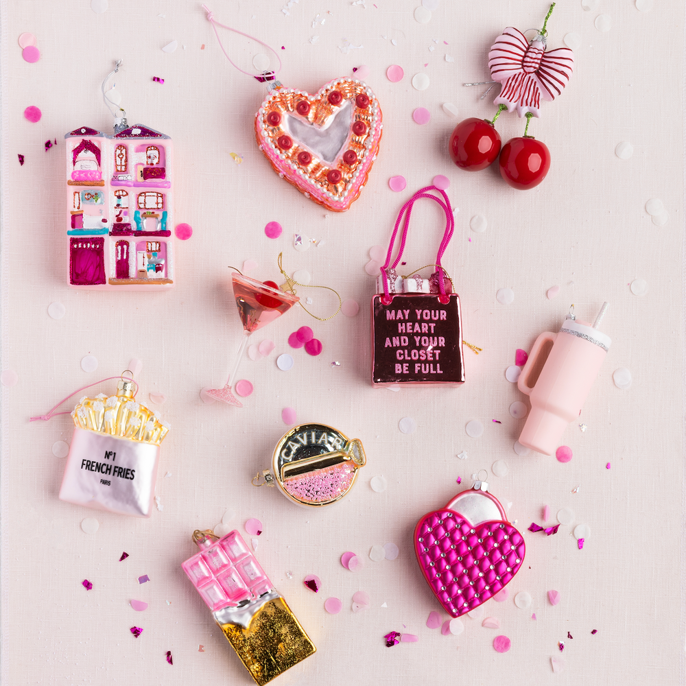 PINK COSMOPOLITAN COCKTAIL GLASS ORNAMENT Vondels Christmas Ornament PINK COSMOPOLITAN COCKTAIL GLASS ORNAMENT Bonjour Fete - Party Supplies