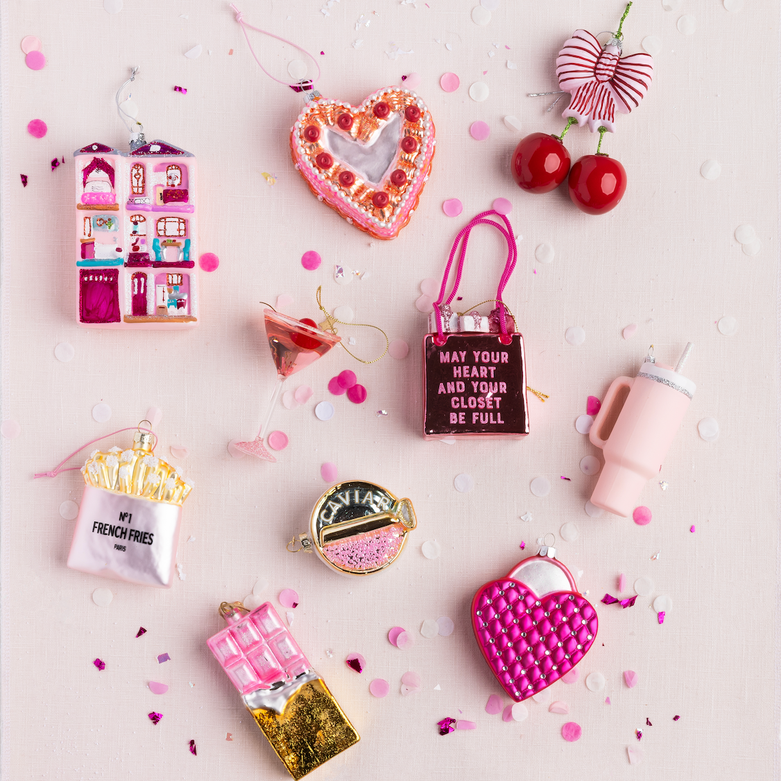 Vintage Heart Cake Glass Ornament - Thumbnail 2