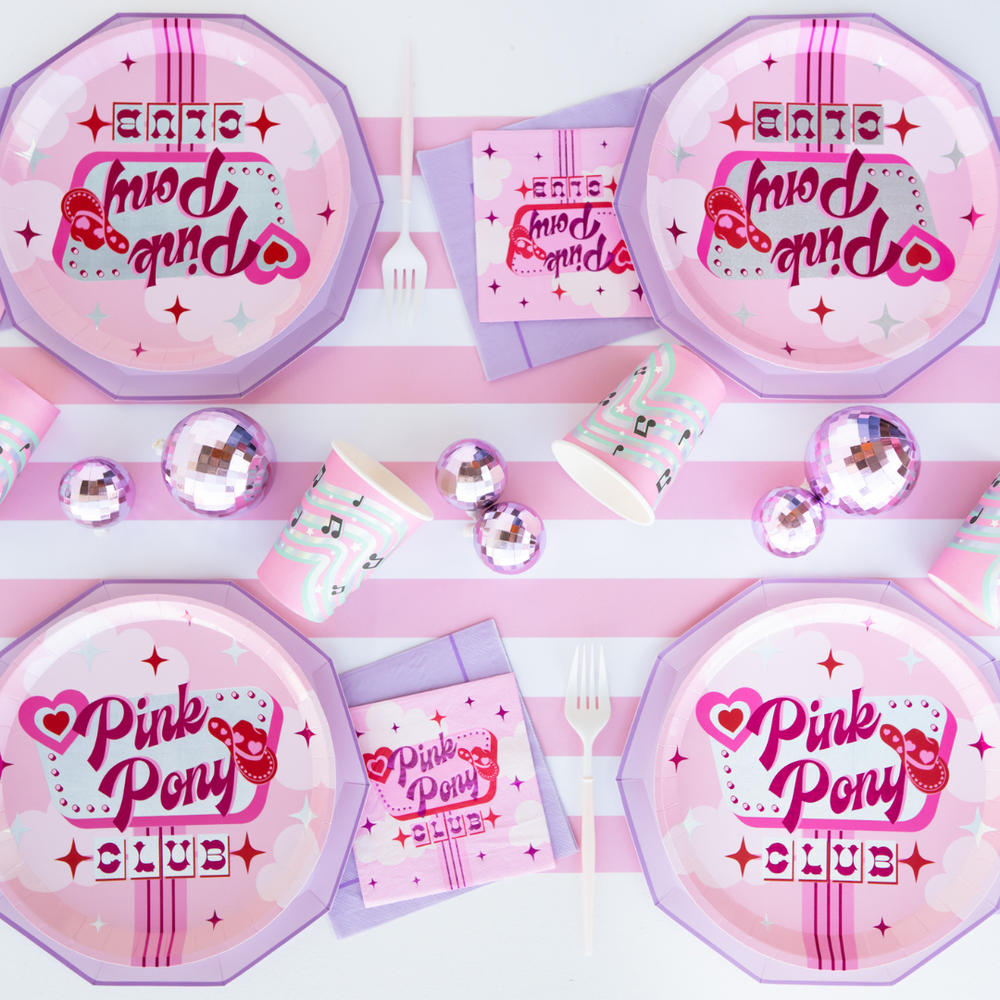 PINK PONY CLUB PAPER PLATES xo, Fetti Plates PINK PONY CLUB PAPER PLATES Bonjour Fete - Party Supplies