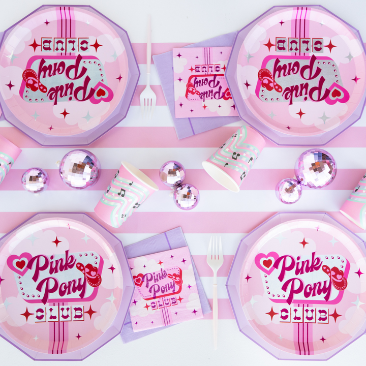 PINK PONY CLUB PAPER PLATES xo, Fetti Plates PINK PONY CLUB PAPER PLATES Bonjour Fete - Party Supplies