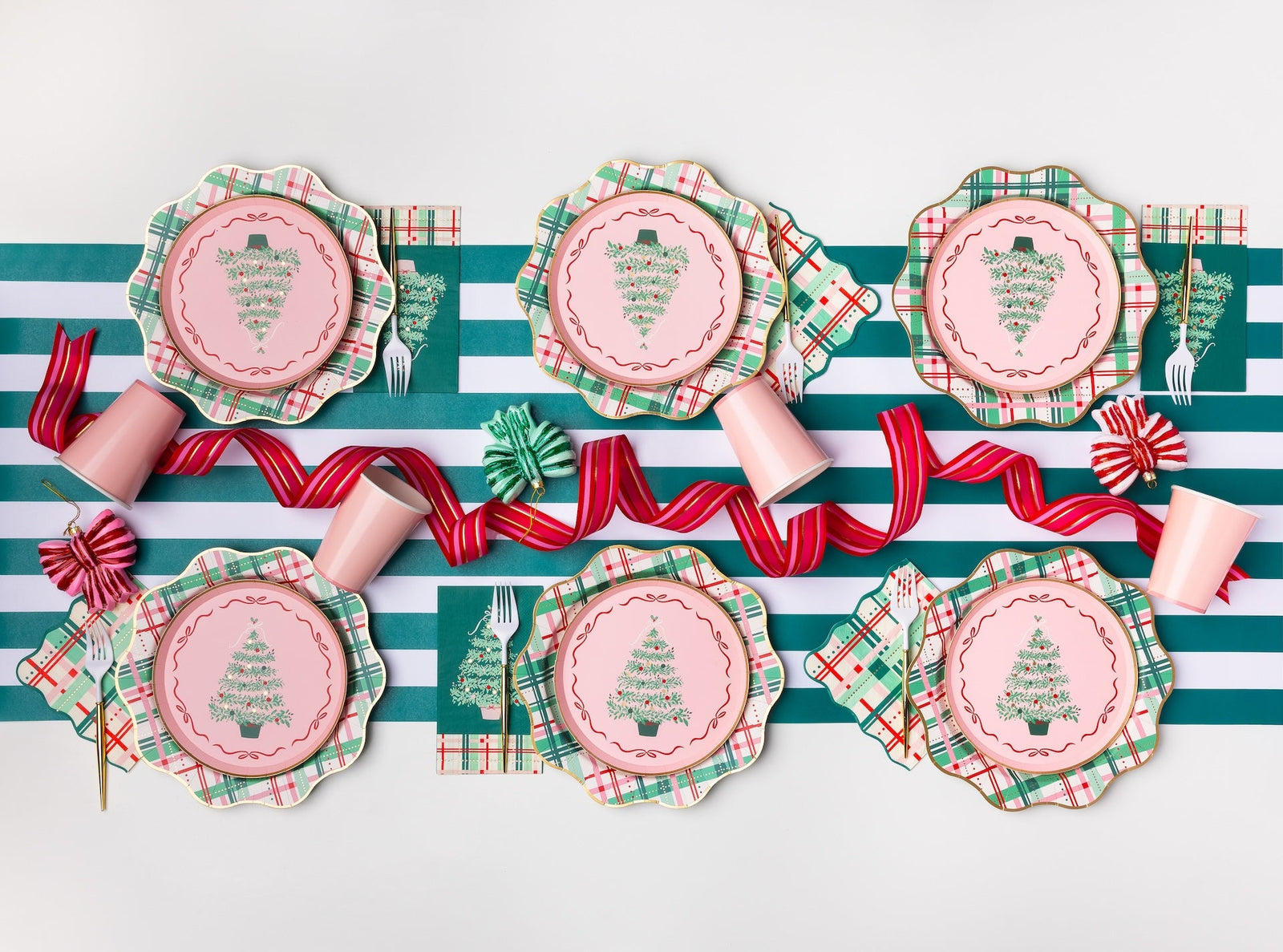 plaid christmas party supplies and classic christmas decorations