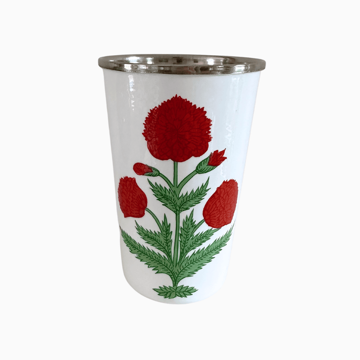 Red Poppy Tall Enamelware Tumblers - Set of 4