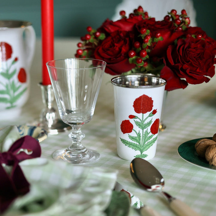 Red Poppy Tall Enamelware Tumblers - Set of 4