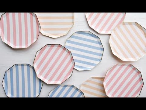 PETAL PINK SIGNATURE CABANA STRIPE PLATES