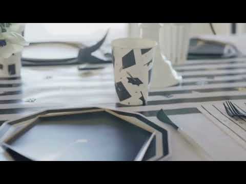 BLACK AND WHITE TABLE RUNNER