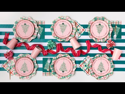 Plaid Christmas Tablesape- Bonjour Fete Party Supplies