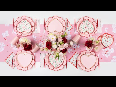 Valentines Day Pink and Red Tablescape - Bonjour Fete Party Supplies