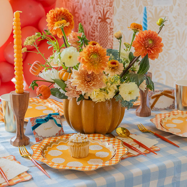 ELEGANT FALL PLAID DINNER PLATES Bonjour Fete Plates ELEGANT FALL PLAID DINNER PLATES Bonjour Fete - Party Supplies