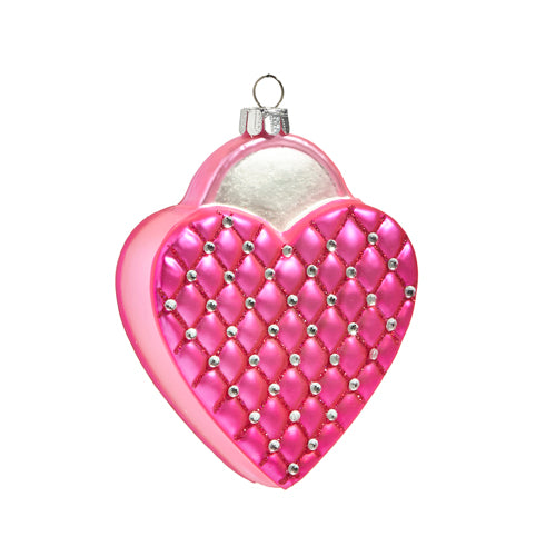 QUILTED PINK PURSE GLASS ORNAMENT Raz Christmas Ornament Bonjour Fete - Party Supplies