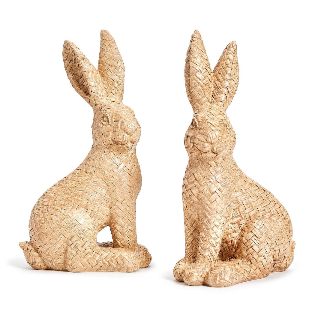 DIAGONAL WEAVE RATTAN BUNNY Two's Company Easter Home Bonjour Fete - Party Supplies