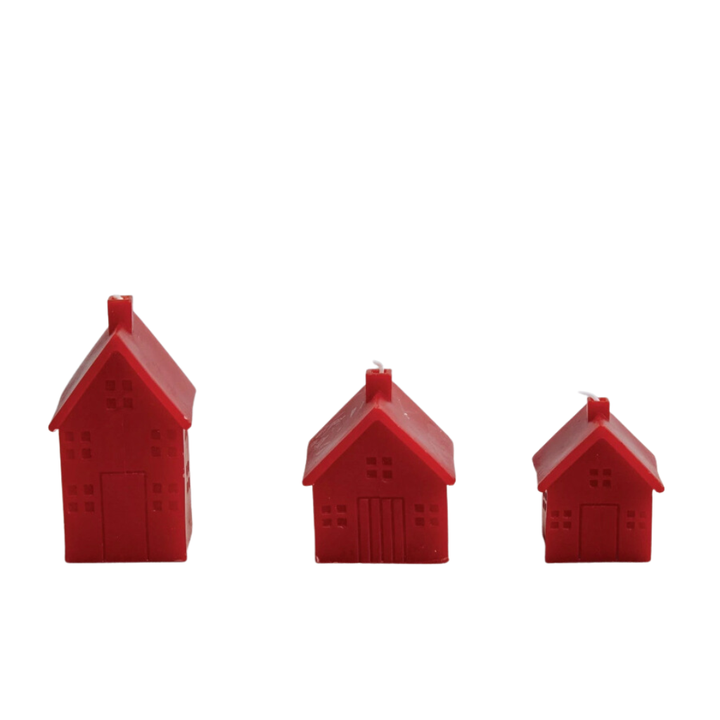 RED HOUSE SHAPED CANDLES Creative Co-op Bonjour Fete - Party Supplies