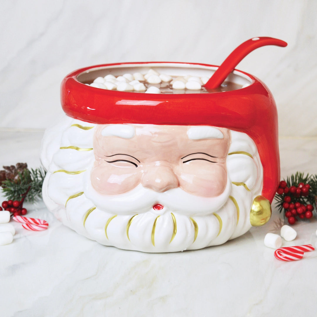 RED SANTA PUNCH BOWL WITH LADLE 8 Oak Lane 0 Faire Bonjour Fete - Party Supplies