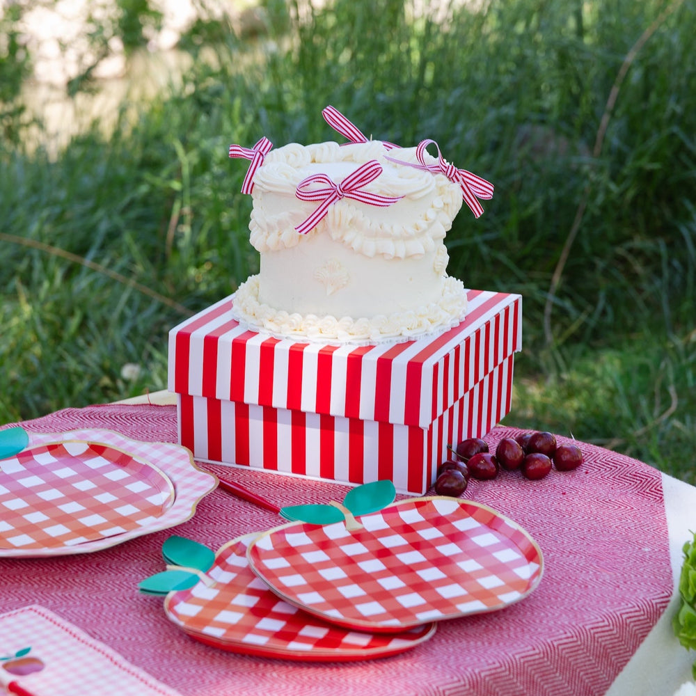 Red Striped Cake Box Riser - Bonjour Fete Party Supplies