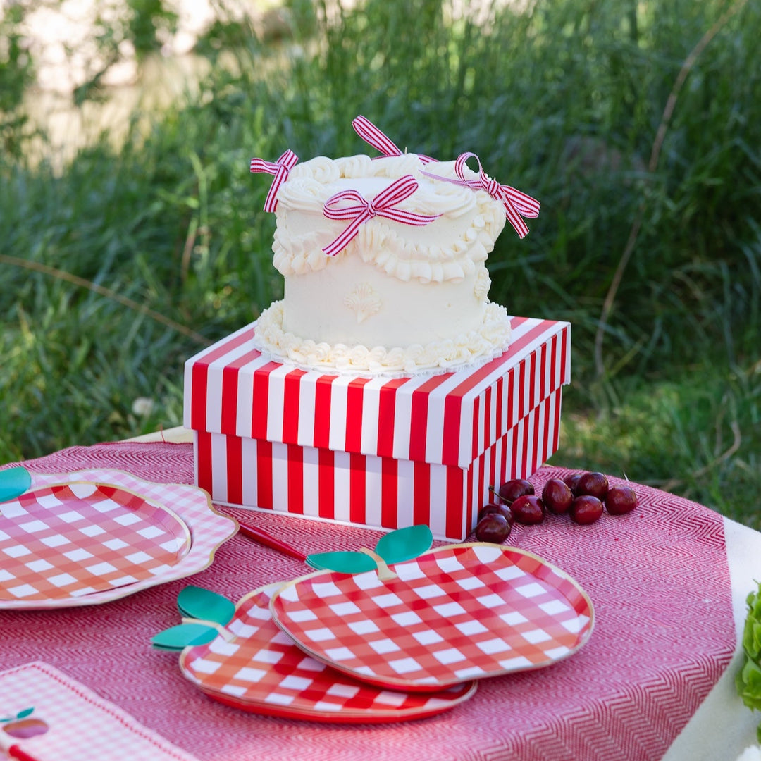 Red Striped Cake Box Riser - Bonjour Fete Party Supplies