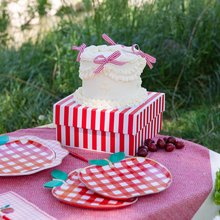Red Striped Cake Box Riser - Bonjour Fete Party Supplies