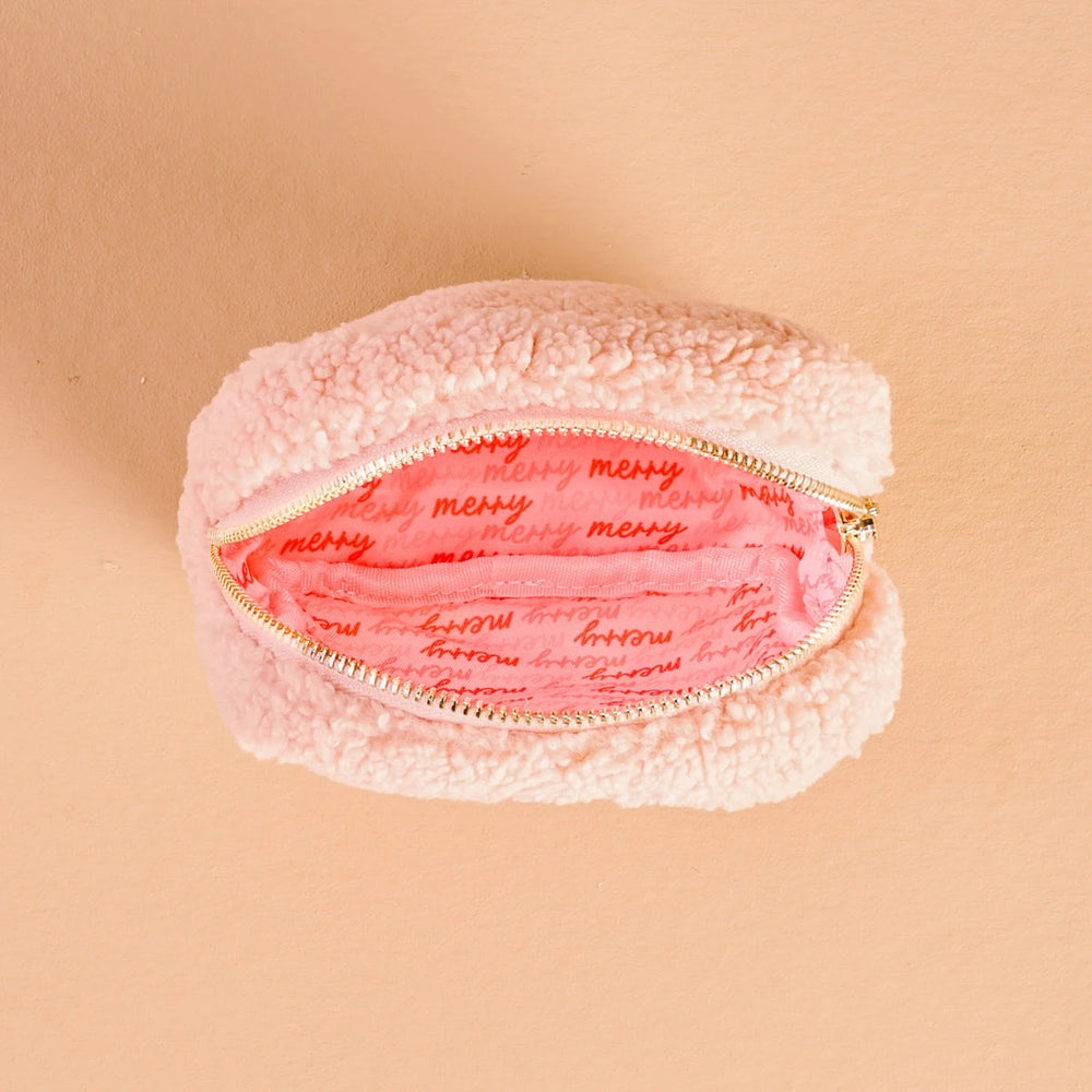 RED HOLIDAY GIFT BOW SQUARE TEDDY POUCH The Darling Effect Beauty Accessories RED HOLIDAY GIFT BOW SQUARE TEDDY POUCH Bonjour Fete - Party Supplies