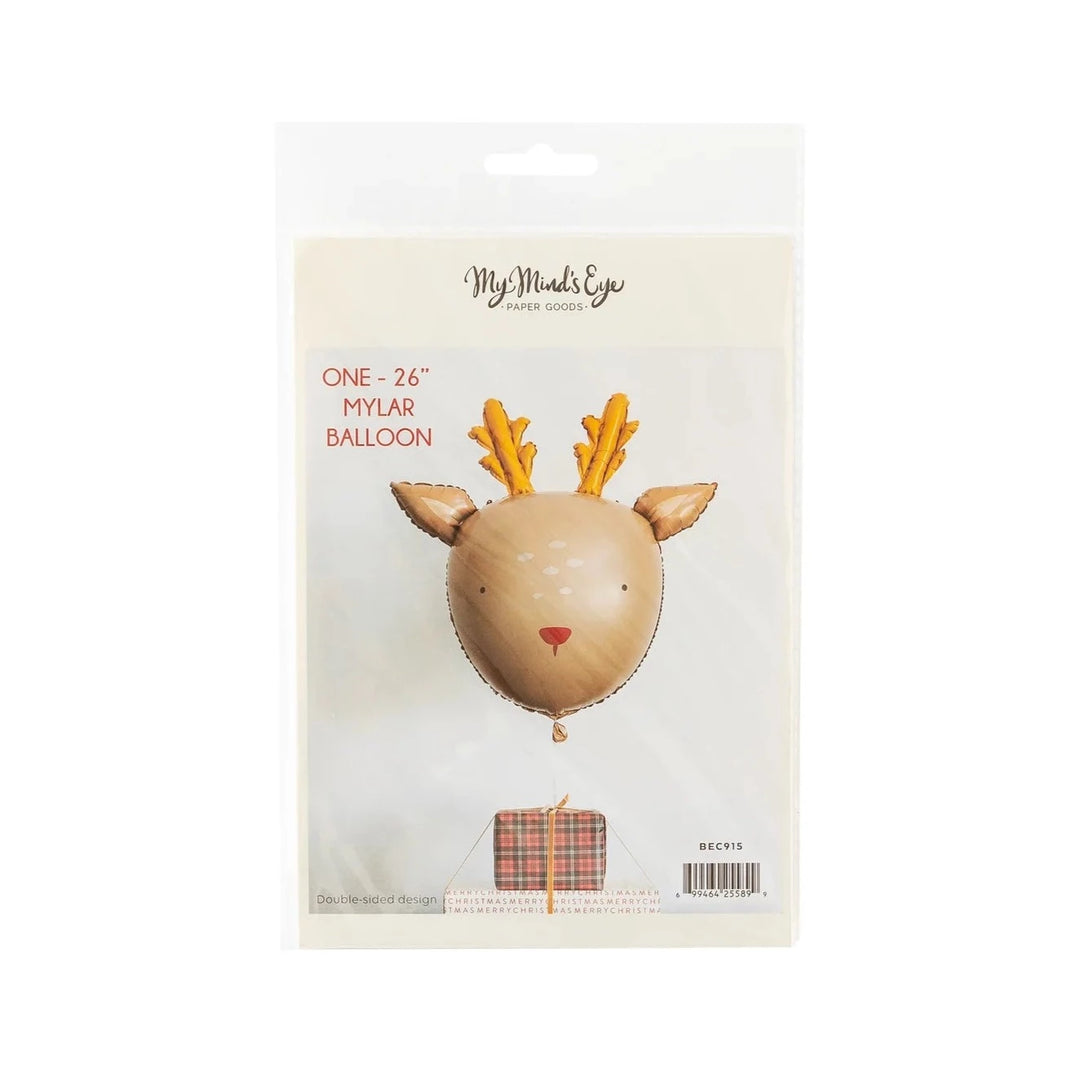 RUDOLPH REINDEER MYLAR BALLOON My Mind’s Eye Christmas Party Decor Bonjour Fete - Party Supplies