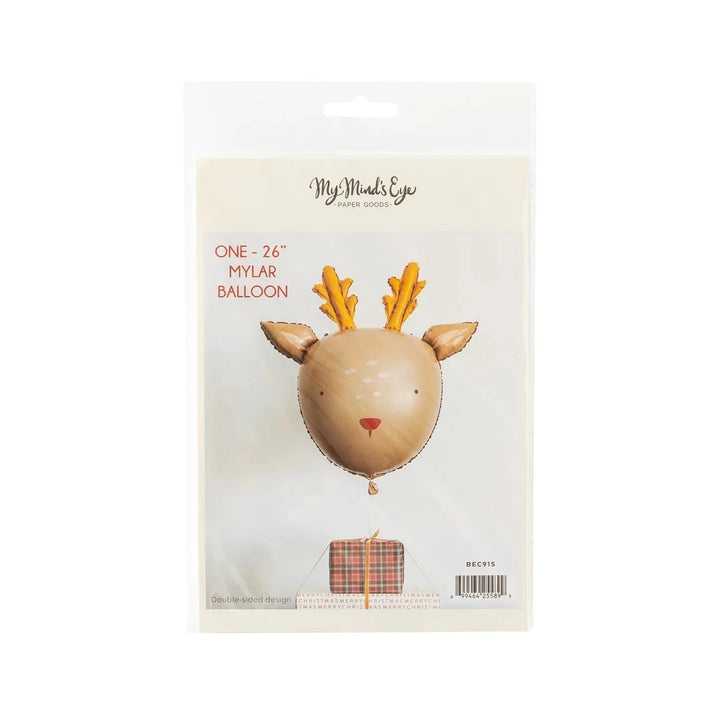 RUDOLPH REINDEER MYLAR BALLOON My Mind’s Eye Christmas Party Decor Bonjour Fete - Party Supplies
