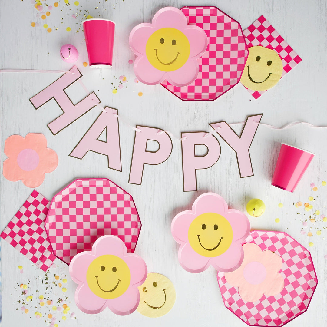 PINK HAPPY BIRTHDAY SIGNATURE BANNER Bonjour Fete Garlands & Banners Bonjour Fete - Party Supplies