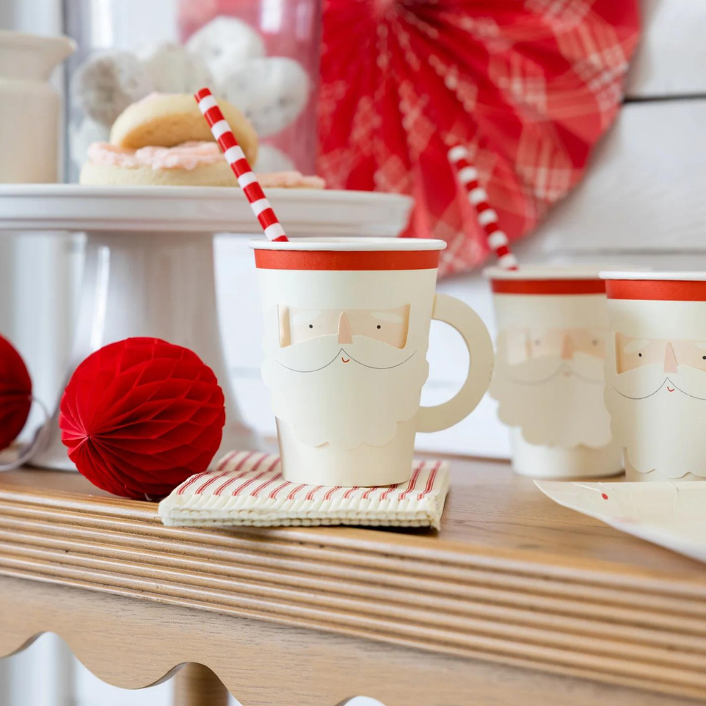 Santa Party Cups With Handle Bonjour Fete Party Supplies Christmas Holiday Party Supplies