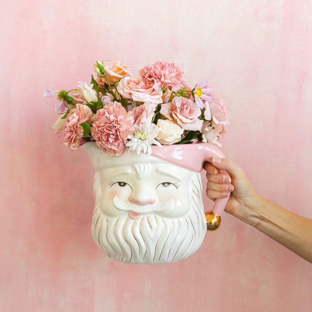 PAPA NOEL PINK SANTA PITCHER One Hundred 80 Degrees Holiday Home & Entertaining PAPA NOEL PINK SANTA PITCHER Bonjour Fete - Party Supplies