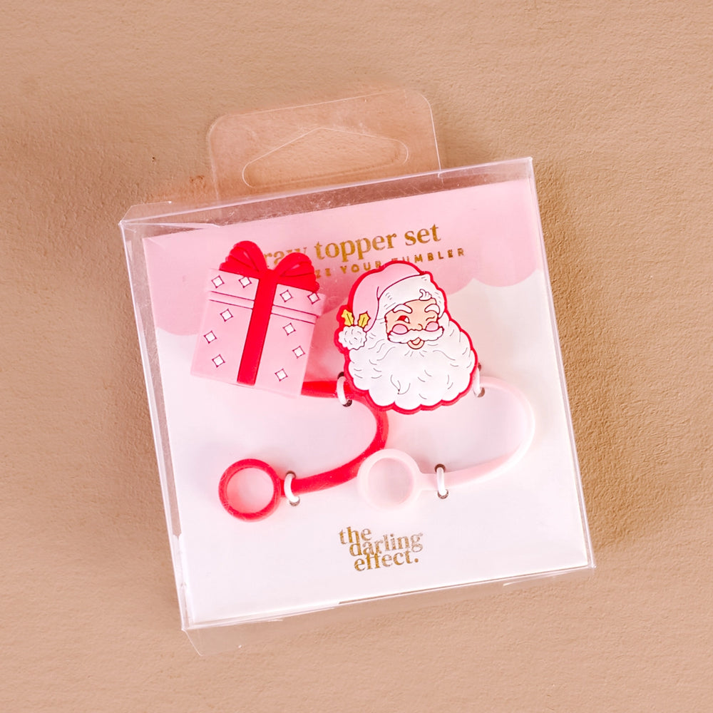 JOLLY SANTA STRAW TOPPER SET The Darling Effect STRAWS JOLLY SANTA STRAW TOPPER SET Bonjour Fete - Party Supplies
