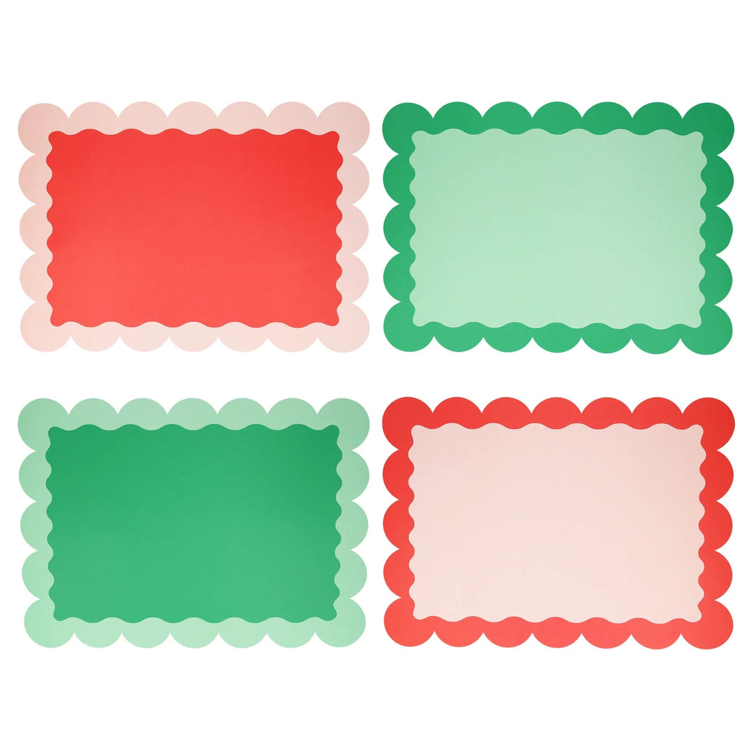 SCALLOPED CHRISTMAS PAPER PLACEMATS Meri Meri Christmas Holiday Party Supplies Bonjour Fete - Party Supplies