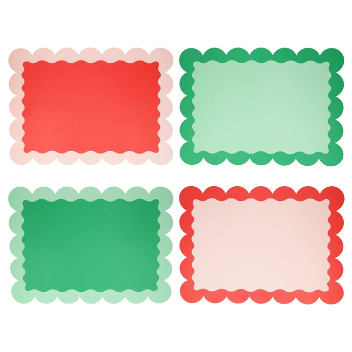 SCALLOPED CHRISTMAS PAPER PLACEMATS Meri Meri Christmas Holiday Party Supplies Bonjour Fete - Party Supplies