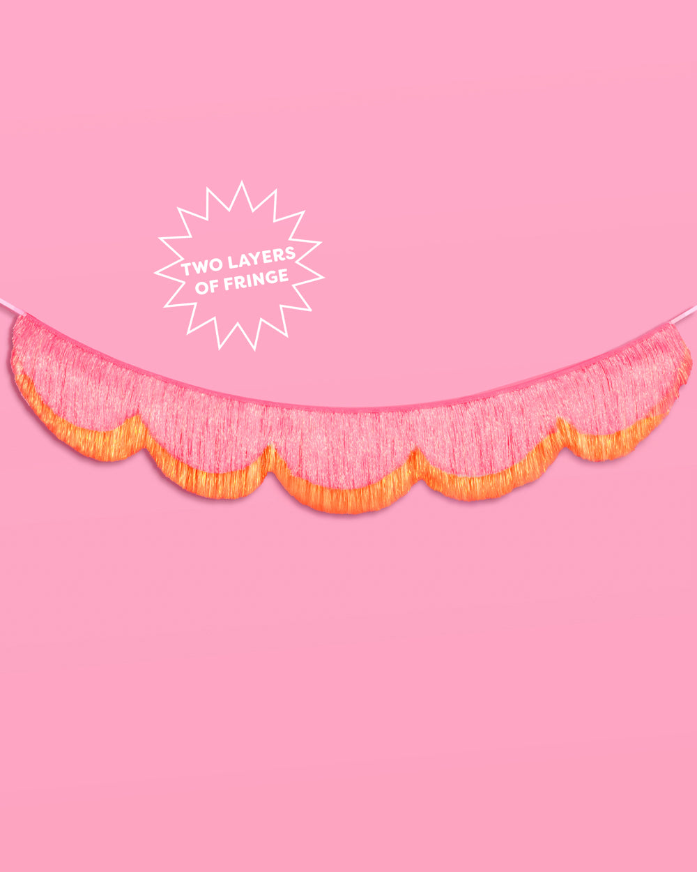 Pink Orange Scallop Fringe - iridescent foil banner xo, Fetti Banners Pink Orange Scallop Fringe - iridescent foil banner Bonjour Fete - Party Supplies