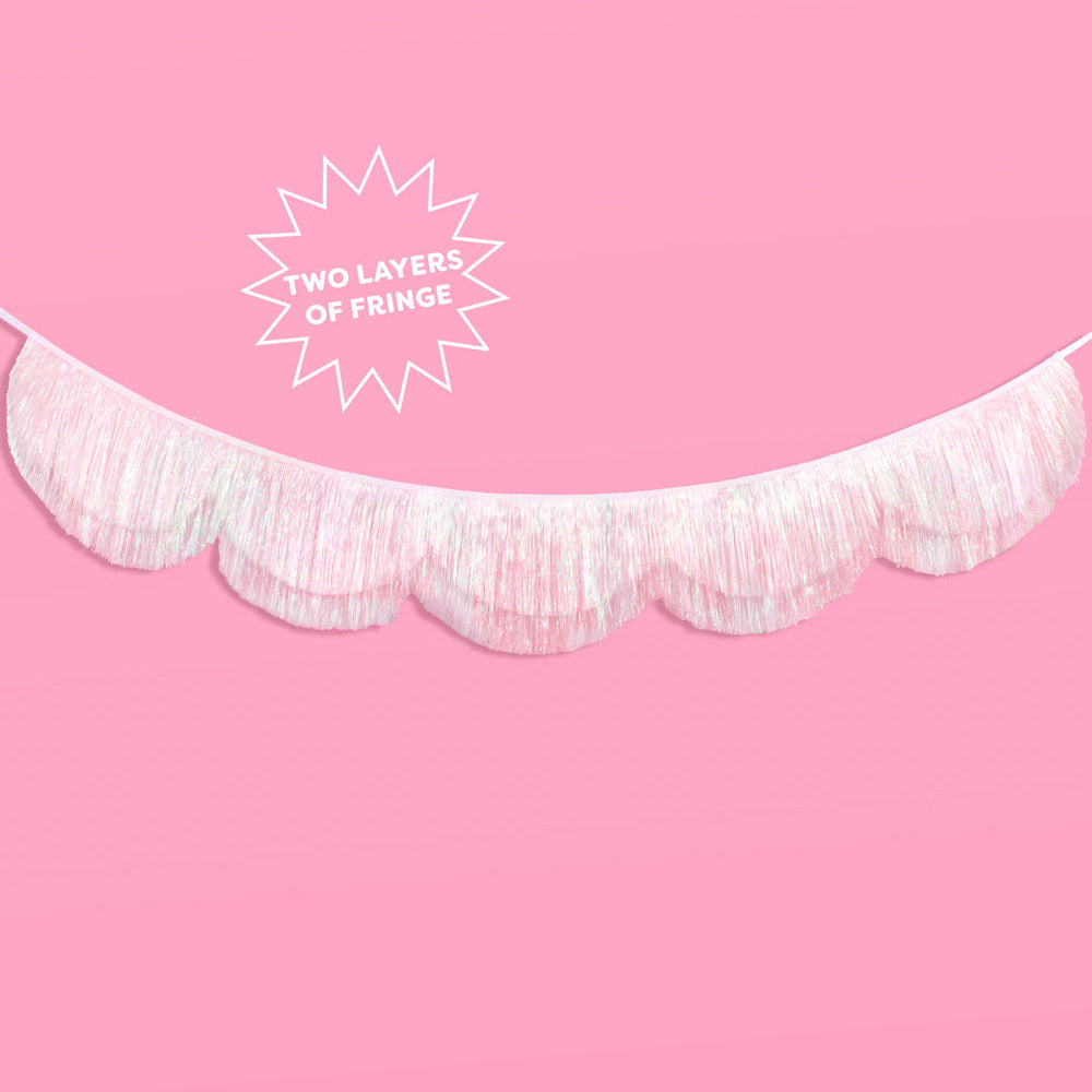 Iridescent Scallop Fringe - layered tinsel banner xo, Fetti Banners Iridescent Scallop Fringe - layered tinsel banner Bonjour Fete - Party Supplies