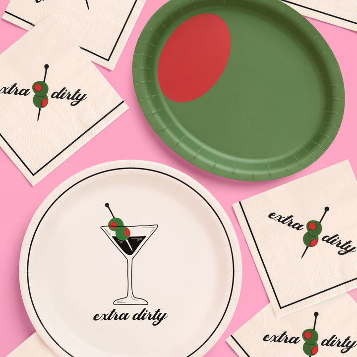 Extra Dirty Plate Set - 32 paper plates, 2 sizes xo, Fetti paper plates Extra Dirty Plate Set - 32 paper plates, 2 sizes Bonjour Fete - Party Supplies
