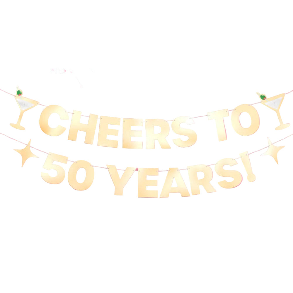 Cheers to 50 Years Banner - 3D paper banner xo, Fetti Banners Cheers to 50 Years Banner - 3D paper banner Bonjour Fete - Party Supplies
