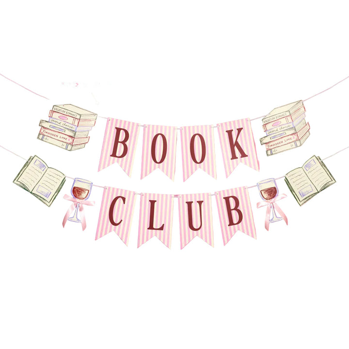 Book Club Banner - pink printed banner xo, Fetti Banners Book Club Banner - pink printed banner Bonjour Fete - Party Supplies