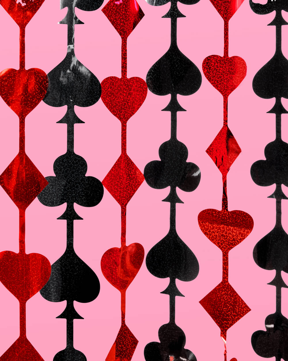 Card Suit Foil Curtain, Set of 2