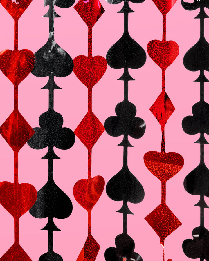 Card Suit Foil Curtain, Set of 2