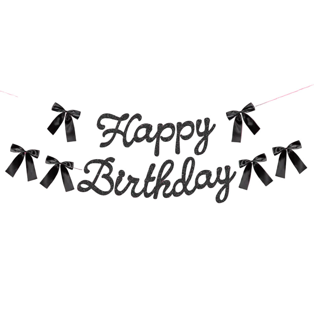 Little Black Bow Banner - black glitter banner - Bonjour Fête 