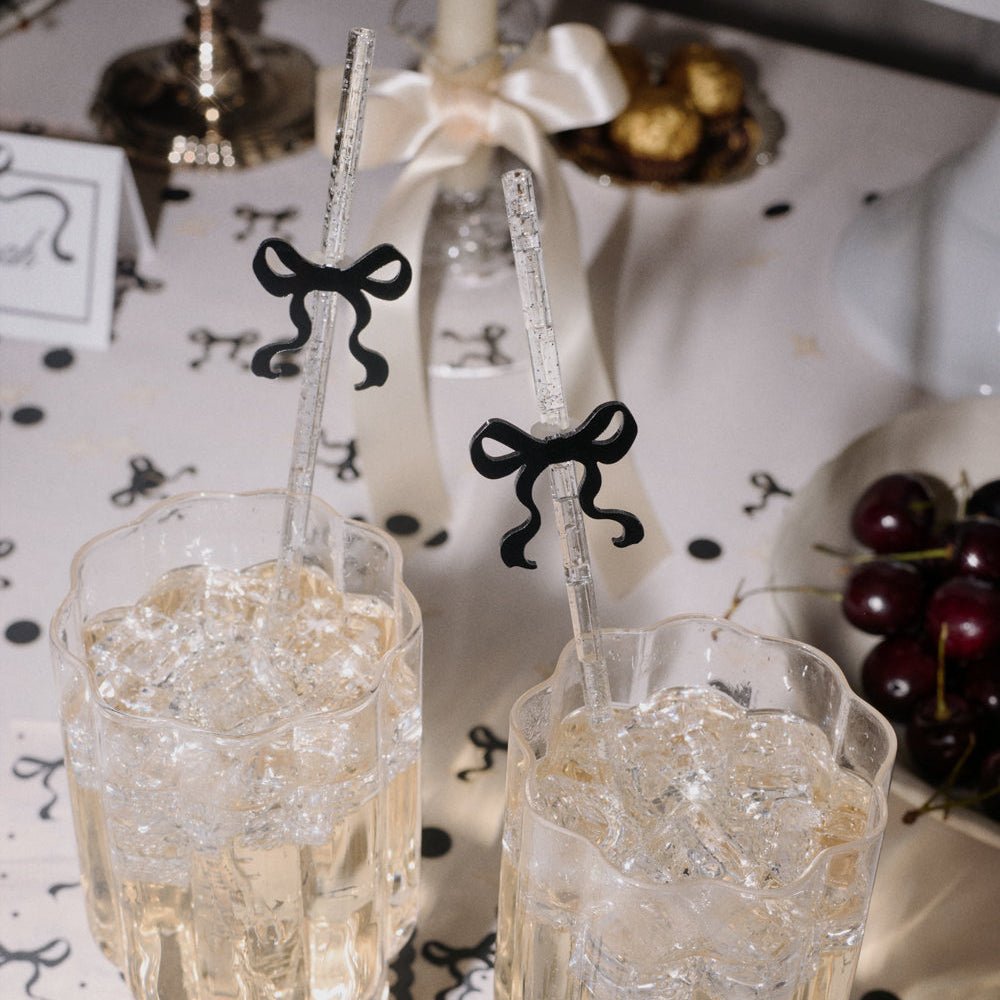 Little Black Bow Straws - 12 reusable straws xo, Fetti straw Little Black Bow Straws - 12 reusable straws Bonjour Fete - Party Supplies