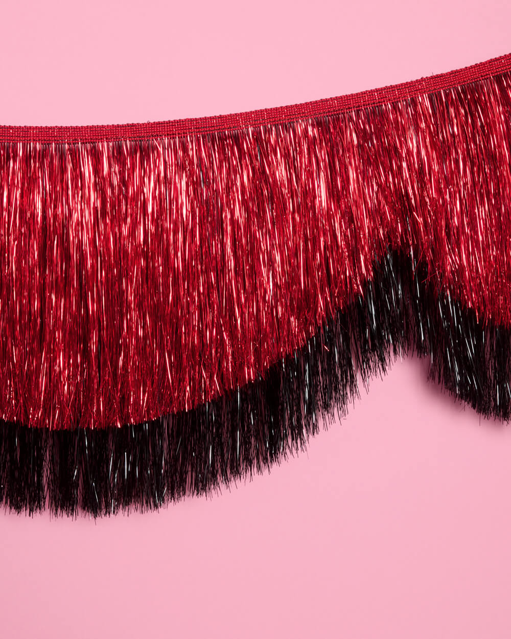 Scallop Fringe Banner - black + red foil banner