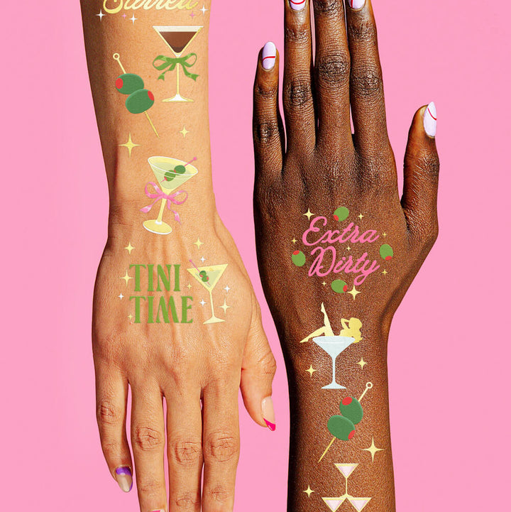 Martini Tats - 50 temporary tattoos xo, Fetti Temporary Tattoos Martini Tats - 50 temporary tattoos Bonjour Fete - Party Supplies