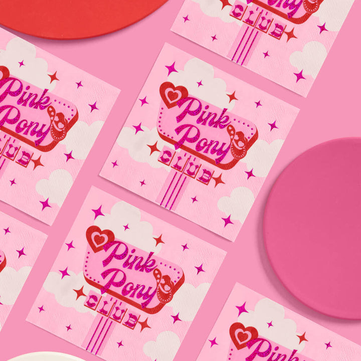 PINK PONY CLUB COCKTAIL NAPKINS xo, Fetti napkins PINK PONY CLUB COCKTAIL NAPKINS Bonjour Fete - Party Supplies