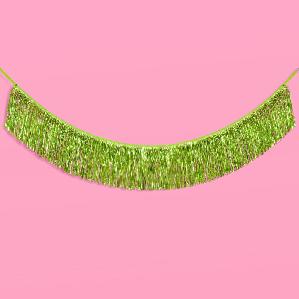 Limelight Fringe - lime green foil banner xo, Fetti xo, Fetti Collective Limelight Fringe - lime green foil banner Bonjour Fete - Party Supplies
