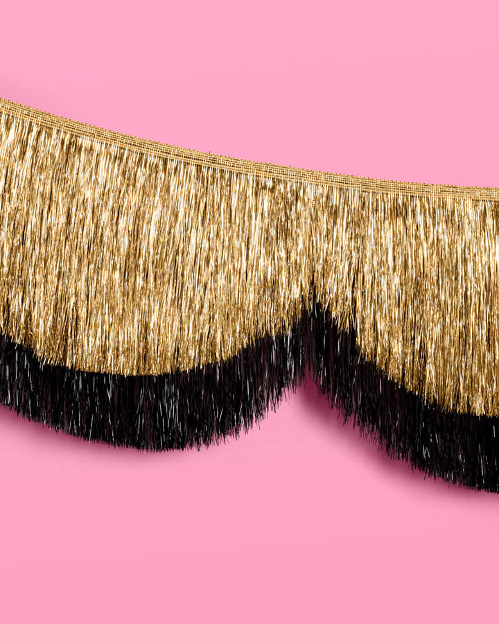 Gold & Black Scallop Fringe Banner