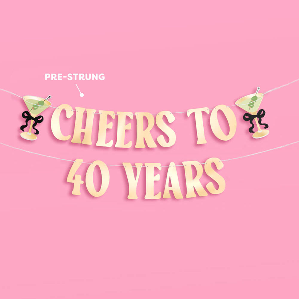 Cheers to 40 Years Banner - gold foil banner xo, Fetti Banners Cheers to 40 Years Banner - gold foil banner Bonjour Fete - Party Supplies