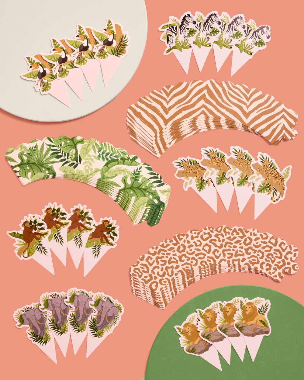 Safari Animal Cupcake Toppers & Wrappers