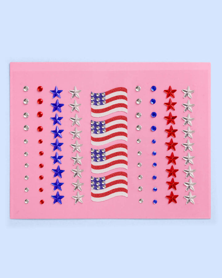 4th of July Face Gems - Flag & Star Set