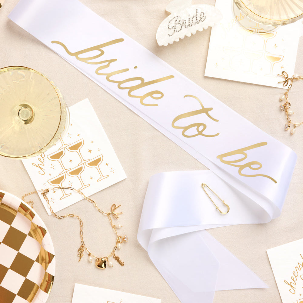 Classic Bride Sash - white satin sash xo, Fetti sash Classic Bride Sash - white satin sash Bonjour Fete - Party Supplies