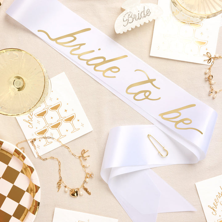 Classic Bride Sash - white satin sash xo, Fetti sash Classic Bride Sash - white satin sash Bonjour Fete - Party Supplies