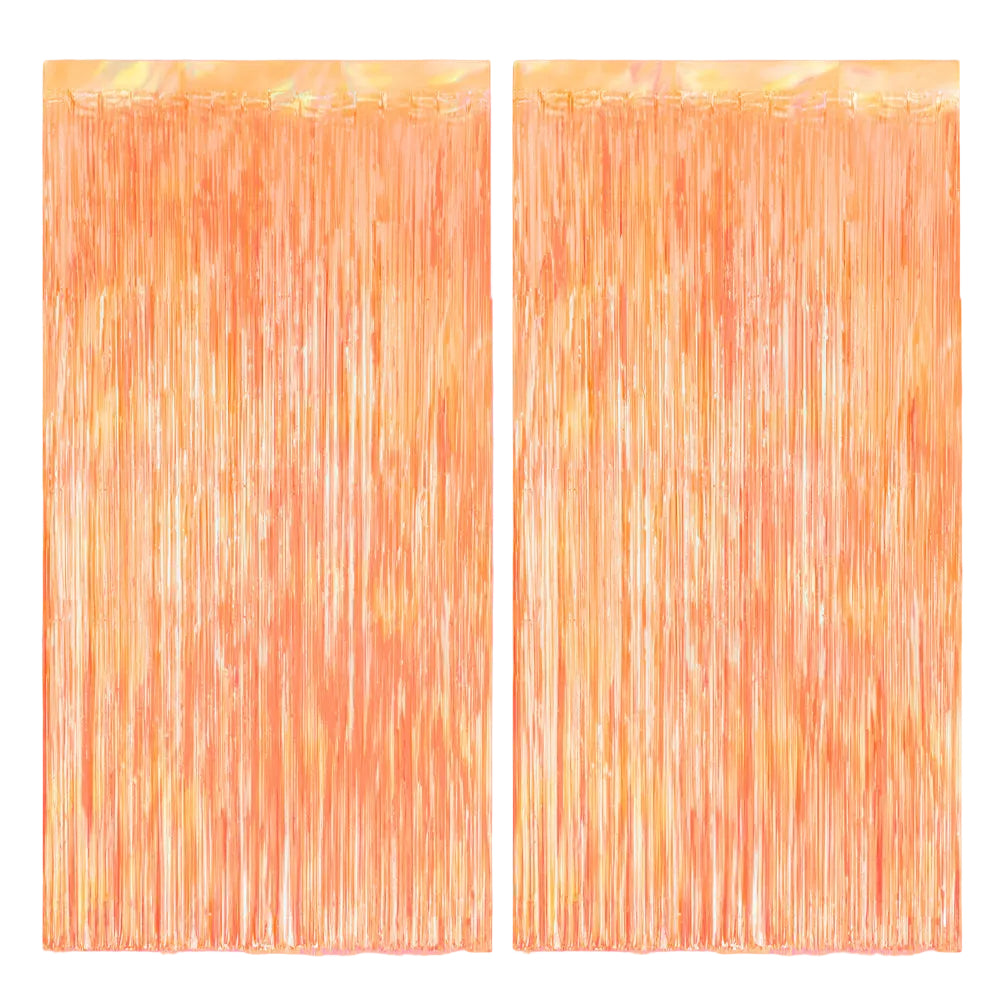 Orange Fringe Curtain Backdrop - iridescent foil banner xo, Fetti foil curtain Orange Fringe Curtain Backdrop - iridescent foil banner Bonjour Fete - Party Supplies