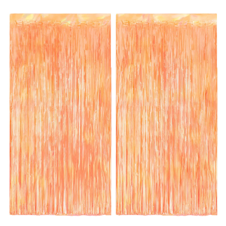 Orange Fringe Curtain Backdrop - iridescent foil banner xo, Fetti foil curtain Orange Fringe Curtain Backdrop - iridescent foil banner Bonjour Fete - Party Supplies